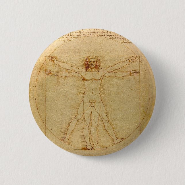 Vitruvian Mann durch Leonardo da Vinci Button (Vorderseite)