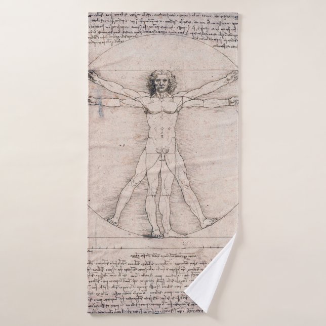 Vitruvian ManVitruvian Man, Leonardo da Vinci Badehandtuch (Badehandtuch)