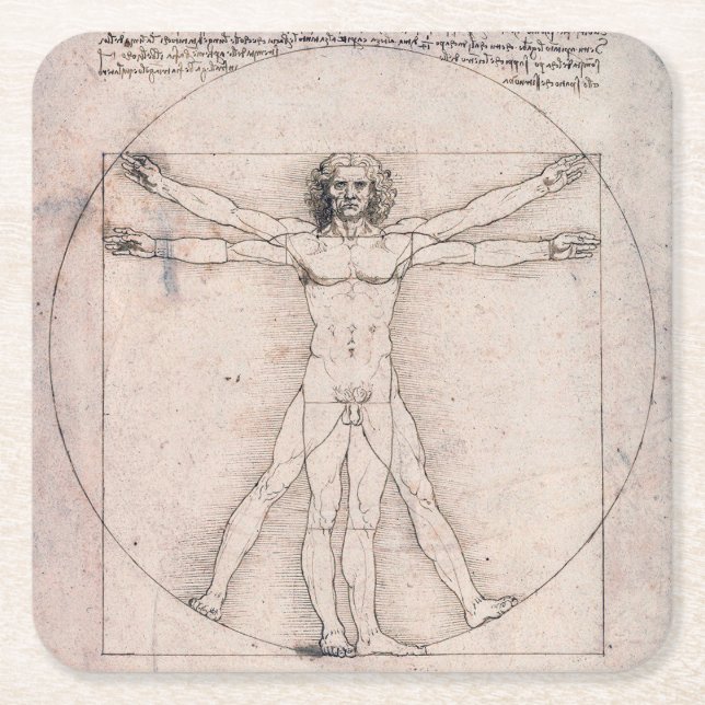 Vitruvian ManVitruvian Man, Leonardo da Vinci Rechteckiger Pappuntersetzer (Vorderseite)