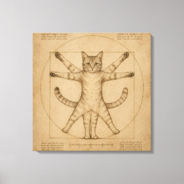 Vitruvianische Katzen-Renaissance-Parodie-Kunst Leinwanddruck