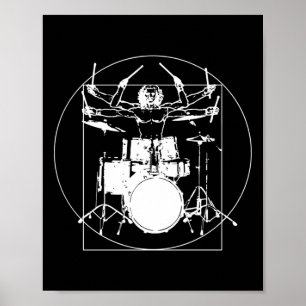 Vitruvianischer Mann-Trommler-Aufkleber  Poster