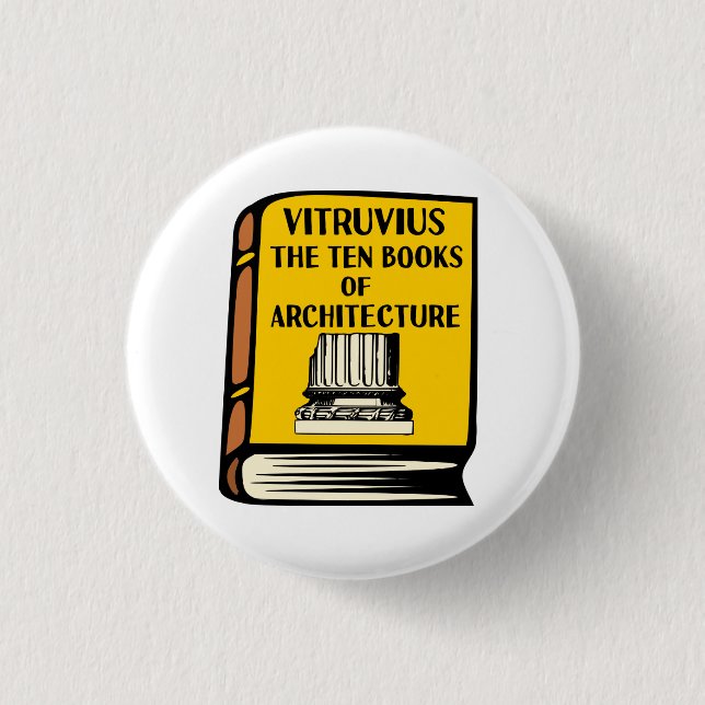 Vitruvius zehn Bücher Architektur-Buch-Knopf Button (Vorderseite)