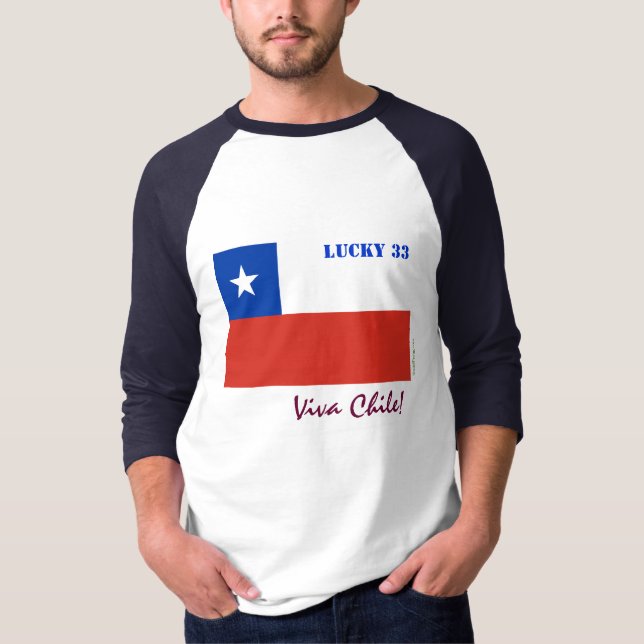 Viva Chile-glücklicher 33 Baseball Jersey T-Shirt (Vorderseite)