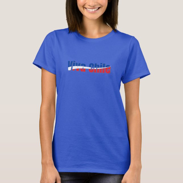 Viva Chile Patriotic Country Flag Typografie T-Shirt (Vorderseite)