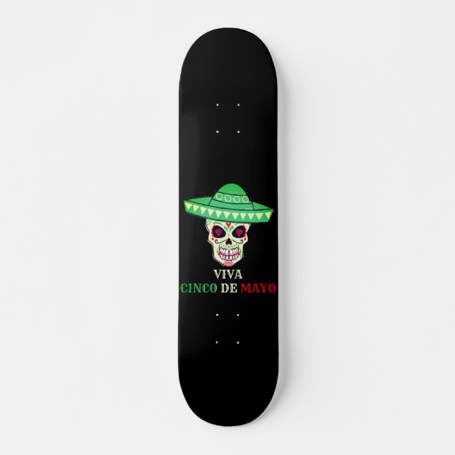 VIVA CINCO DE MAYO funny skull party gift idea     Skateboard (Vorne)