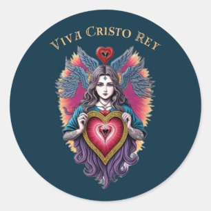 Viva Cristo Rey Heiliges Herz Römisch-Katholisch Runder Aufkleber
