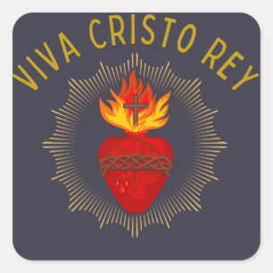 Viva Cristo Rey katholische Cristeros Heiligstes H Quadratischer Aufkleber