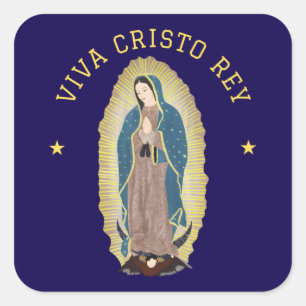 Viva Cristo Rey römisch-katholische Gottesmutter Quadratischer Aufkleber