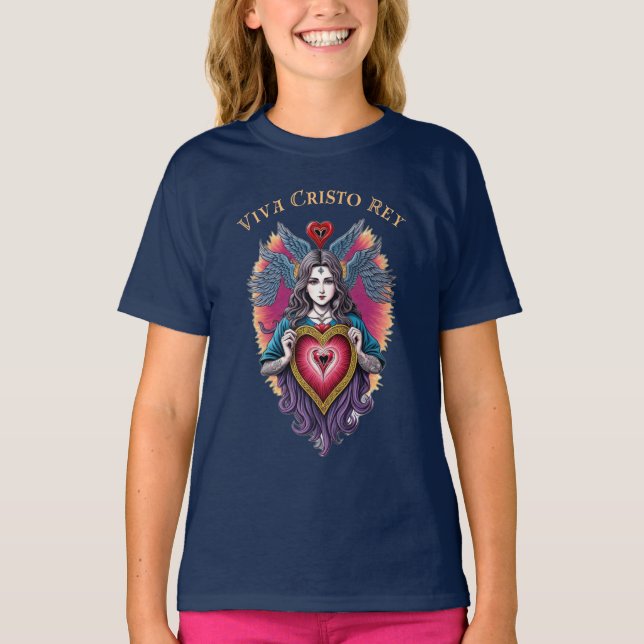 Viva Cristo Rey Sacred Heart Römisch-katholisch T-Shirt (Vorderseite)