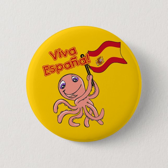 Viva Espana mit Kraken-Fußball-T-Shirt Button (Vorderseite)