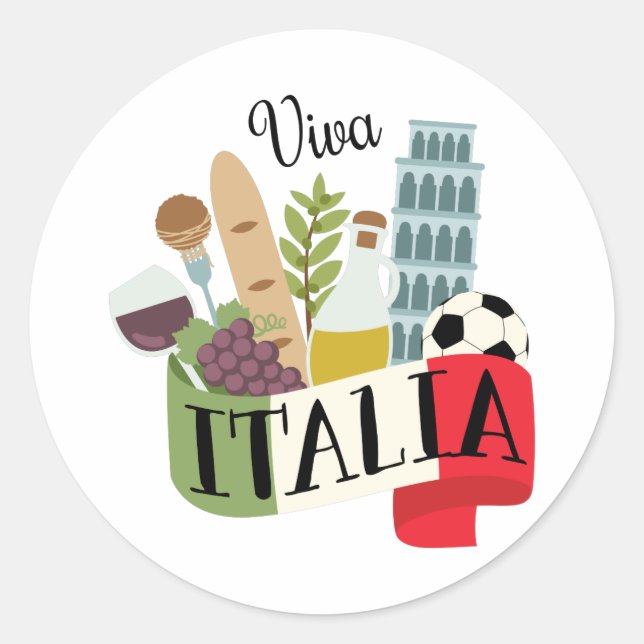 Viva Italia Runder Aufkleber (Vorderseite)