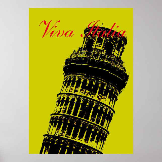 Viva Italia Schiefer Turm von Pisa Poster (Vorne)
