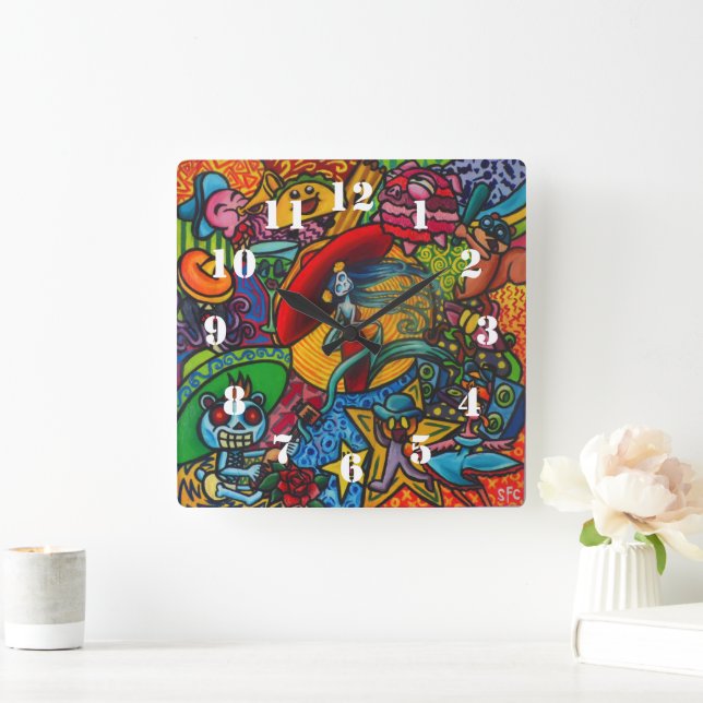 Viva La Vida By Squid Fear City Quadratische Wanduhr (Zuhause)