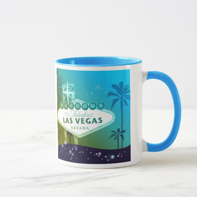 Viva Las Vegas Cyan Blue Wedding Geschenk Tasse (Rechts)