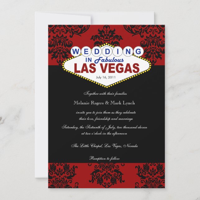 Viva Las Vegas Damast-Hochzeits-Einladung Einladung (Vorderseite)