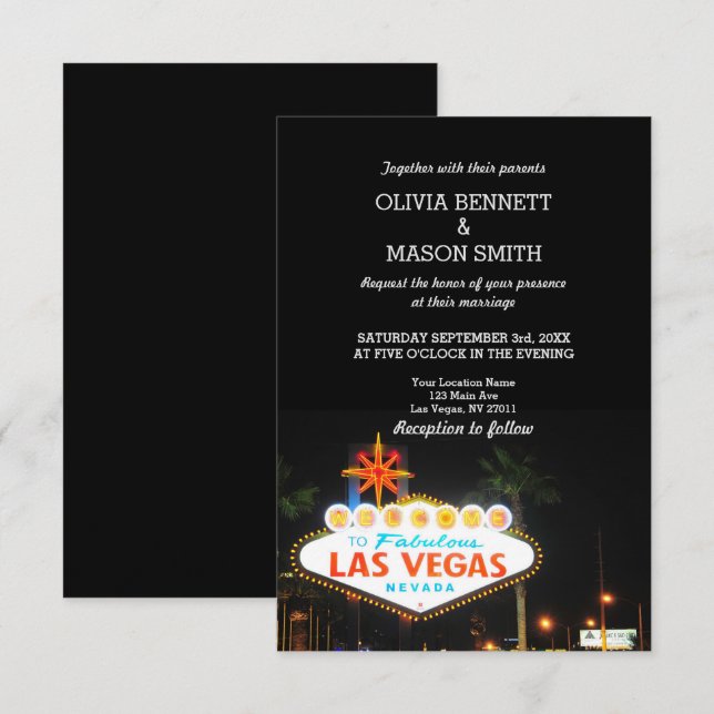 Viva Las Vegas Destination Wedding Invitation (Devant / Derrière)