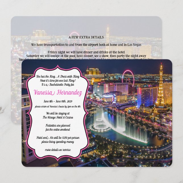 Viva Las Vegas Party Einladung (Vorne/Hinten)