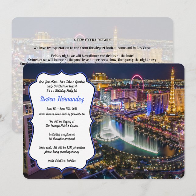 Viva Las Vegas Party Einladung (Vorne/Hinten)