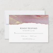 Viva Magenta Abstrakte Wedding RSVP Response Card