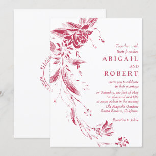 Viva magenta Blumengarten QR Code Hochzeit Einladung
