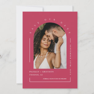 Viva Magenta Boho Arch Foto QR Code Rettete Unser  Einladung