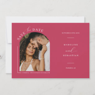 Viva Magenta Boho Arch Foto QR-Code Save the Date Einladung