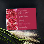 Viva magenta burgundy Blume Rose Hochzeit Einladung<br><div class="desc">Viva magenta burgundy Blume Rose Hochzeitseinladung Vorlage mit QR UAWG code auf der Rückseite.</div>