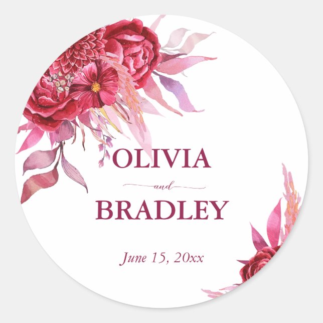 Viva magenta burgundy Rose Blume Runder Aufkleber (Vorderseite)