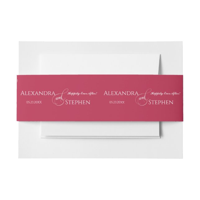 Viva Magenta Chic Calligraphy Couple Name Wedding Einladungsbanderole (Vorderseite Beispiel)