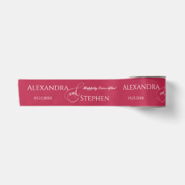 Viva Magenta Chic Calligraphy Couple Name Wedding Satinband