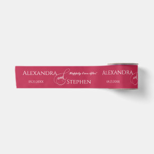 Viva Magenta Chic Calligraphy Couple Name Wedding Satinband