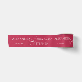 Viva Magenta Chic Calligraphy Couple Name Wedding Satinband
