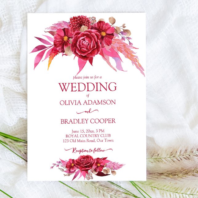 Viva magenta crimson burgundy Blume Rose Einladung (Von Creator hochgeladen)