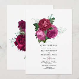 Viva Magenta Floral Couples Dusche Einladung