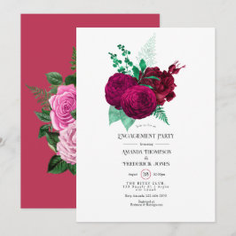 Viva Magenta Floral Engagement Party Einladung