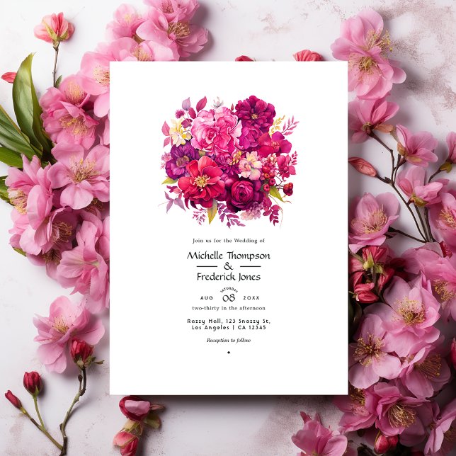 Viva Magenta Floral Wedding Einladung (Von Creator hochgeladen)