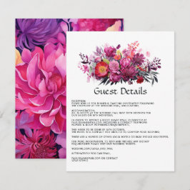 Viva Magenta Floral Wedding Gastdetails Begleitkarte