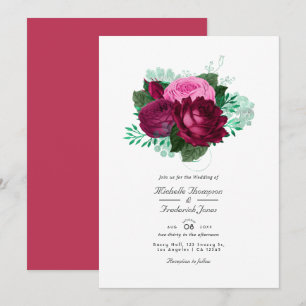 Viva Magenta Florale Hochzeits-Einladung Einladung