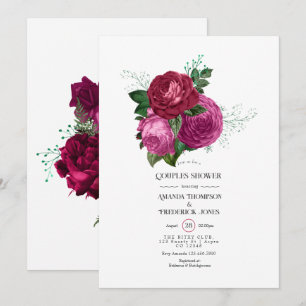 Viva Magenta Florale Paare-Spritzparty Einladung