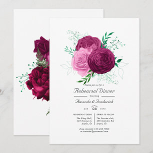 Viva Magenta Florale Probeessen Einladung