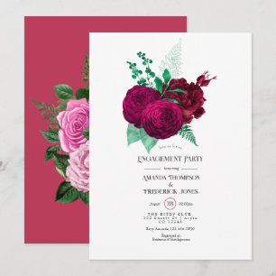 Viva Magenta Florale Verlobungsparty Einladung