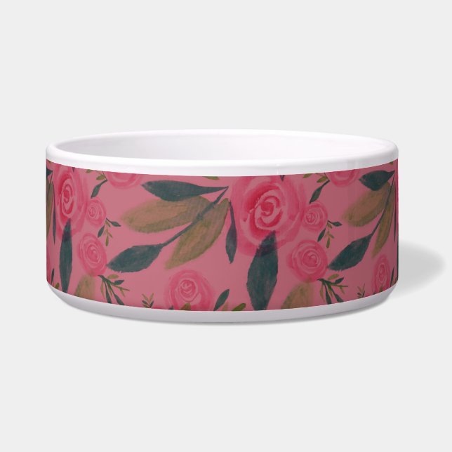 Viva Magenta La Rosa Wasserfarben Muster Muster Pe Napf (Vorderseite)
