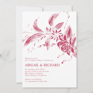Viva Magenta rosa Blumen Hochzeitspaare Dusche Einladung