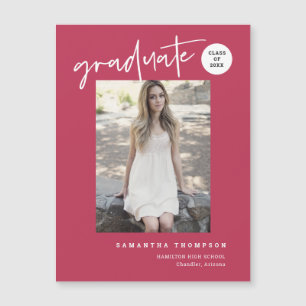 Viva Magenta Script School Graduate Foto Magnet