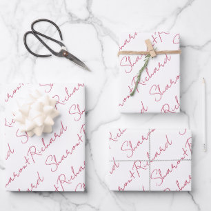 Viva magenta Skriptkalligrafien Namen Hochzeit Geschenkpapier Set