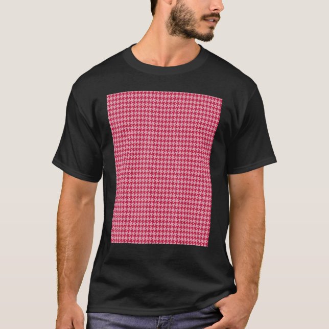 Viva Magenta Small Houndstooth Pattern T-Shirt (Vorderseite)