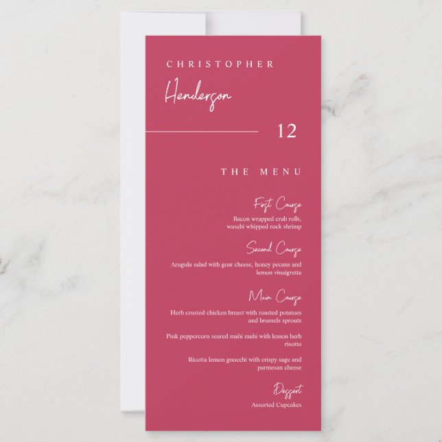 Viva Magenta Table Escort Merci Carte à puce Menu (Devant)