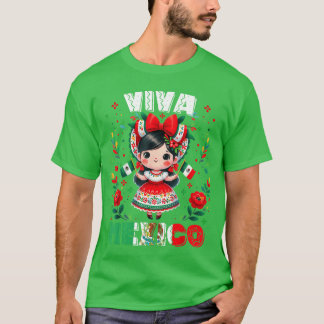Viva Meico Meican Mädchen Flagge Unabhängigkeitsta T-Shirt