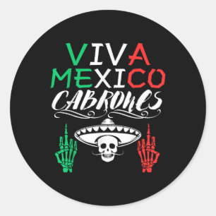 Viva Mexico Cabrones Unabhängigkeitstag mexikanisc Runder Aufkleber