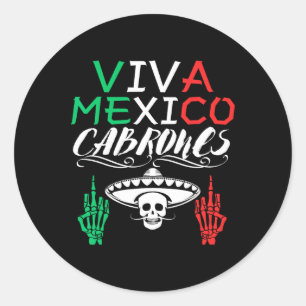 Viva Mexico Cabrones Unabhängigkeitstag mexikanisc Runder Aufkleber